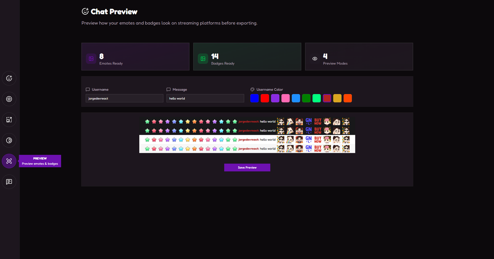 Preview Simulator
